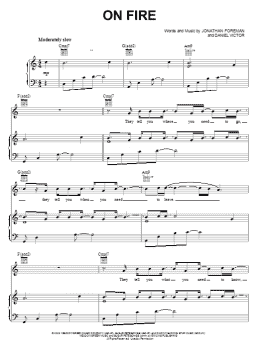 page one of On Fire (Piano, Vocal & Guitar Chords (Right-Hand Melody))