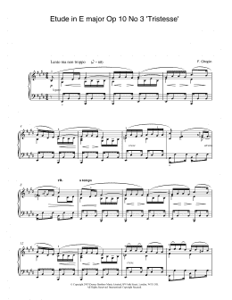 page one of Etude In E Major, Op. 10, No. 3 (Tristesse) (Abridged and simplified) (Piano Solo)