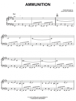 page one of Ammunition (Piano, Vocal & Guitar Chords (Right-Hand Melody))
