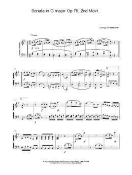 page one of Sonata in G major Op 79, 2nd Movt. (Piano Solo)