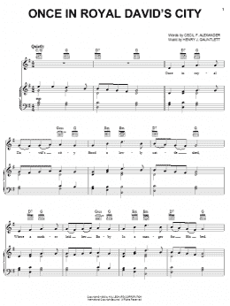 page one of Once In Royal David's City (Piano, Vocal & Guitar Chords (Right-Hand Melody))