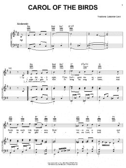 page one of Carol Of The Birds (Piano, Vocal & Guitar Chords (Right-Hand Melody))