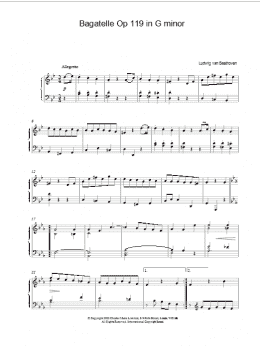 page one of Bagatelle Op 119 in G minor (Piano Solo)