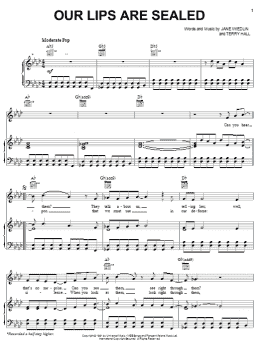 page one of Our Lips Are Sealed (Piano, Vocal & Guitar Chords (Right-Hand Melody))