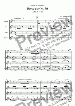 page one of Fauré - Berceuse Op. 56 (Sax Quartet)