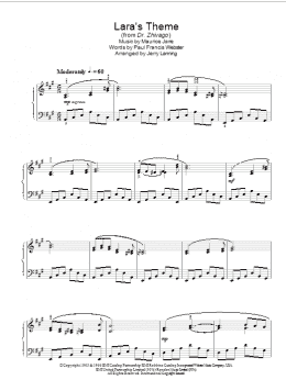 page one of Lara's Theme (from Dr Zhivago) (Piano Solo)