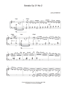 page one of Sonata Op 31 No 2 (Piano Solo)