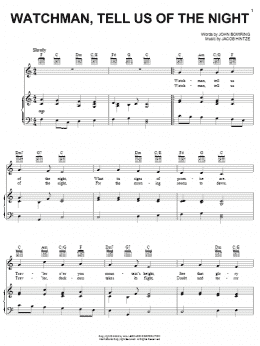 page one of Watchman, Tell Us Of The Night (Piano, Vocal & Guitar Chords (Right-Hand Melody))