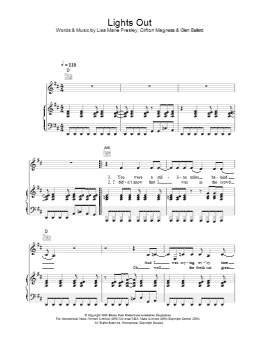 page one of Lights Out (Piano, Vocal & Guitar Chords)