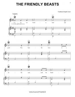 page one of The Friendly Beasts (Piano, Vocal & Guitar Chords (Right-Hand Melody))