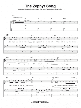 page one of The Zephyr Song (Bass Guitar Tab)
