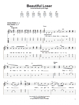 page one of Beautiful Loser (Easy Guitar Tab)