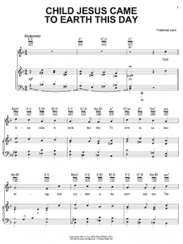 page one of Child Jesus Came To Earth This Day (Piano, Vocal & Guitar Chords (Right-Hand Melody))