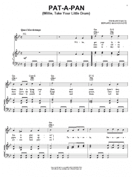 page one of Pat-A-Pan (Willie, Take Your Little Drum) (Piano, Vocal & Guitar Chords (Right-Hand Melody))