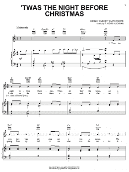 page one of 'Twas The Night Before Christmas (Piano, Vocal & Guitar Chords (Right-Hand Melody))