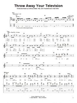 page one of Throw Away Your Television (Bass Guitar Tab)