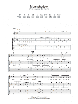page one of Moonshadow (Guitar Tab)