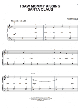 page one of I Saw Mommy Kissing Santa Claus (Easy Piano)