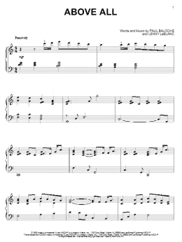 page one of Above All (Piano Solo)