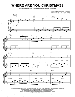 page one of Where Are You Christmas? (from How The Grinch Stole Christmas) (Easy Piano)