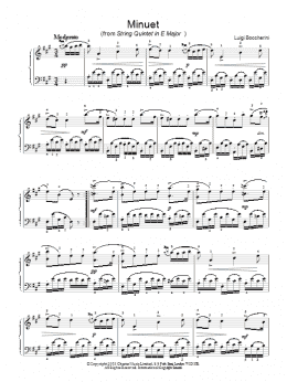 page one of Minuet (from String Quintet in E Major) (Piano Solo)