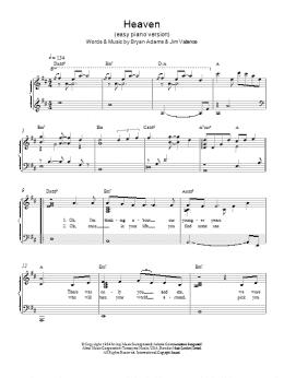 page one of Heaven (Easy Piano)