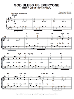 page one of God Bless Us Everyone (Easy Piano)