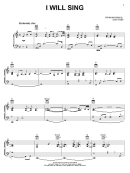 page one of I Will Sing (Piano, Vocal & Guitar Chords (Right-Hand Melody))