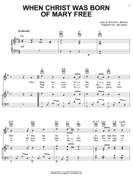 page one of When Christ Was Born Of Mary Free (Piano, Vocal & Guitar Chords (Right-Hand Melody))