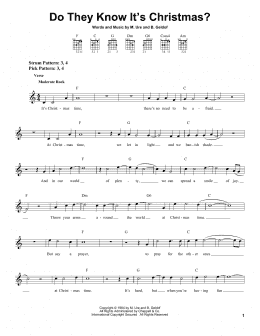 page one of Do They Know It's Christmas? (Easy Guitar)