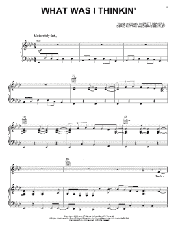 page one of What Was I Thinkin' (Piano, Vocal & Guitar Chords (Right-Hand Melody))