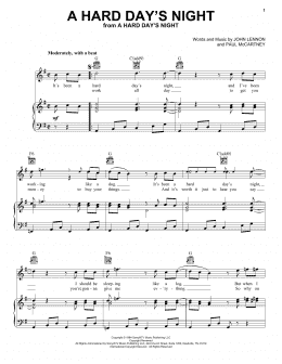page one of A Hard Day's Night (Piano, Vocal & Guitar Chords (Right-Hand Melody))