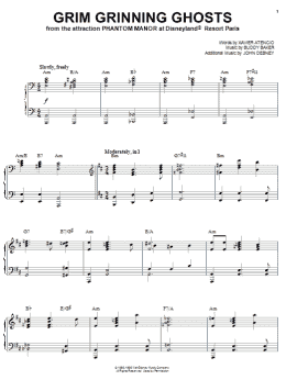 page one of Grim Grinning Ghosts (Piano Solo)