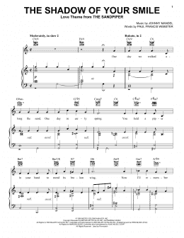 page one of The Shadow Of Your Smile (Piano, Vocal & Guitar Chords (Right-Hand Melody))