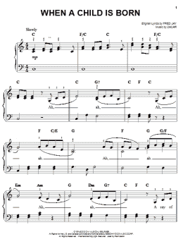 page one of When A Child Is Born (Easy Piano)