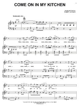 page one of Come On In My Kitchen (Piano, Vocal & Guitar Chords (Right-Hand Melody))