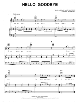 page one of Hello, Goodbye (Piano, Vocal & Guitar Chords (Right-Hand Melody))