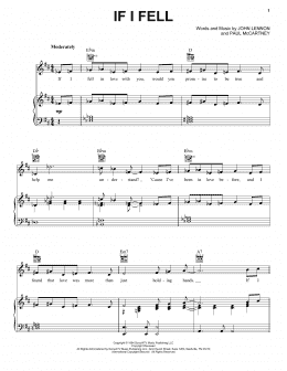 page one of If I Fell (Piano, Vocal & Guitar Chords (Right-Hand Melody))