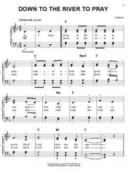 page one of Down To The River To Pray (from O Brother, Where Art Thou?) (Easy Piano)