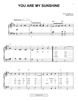 You Are My Sunshine sheet music (beginner) for piano solo (PDF)