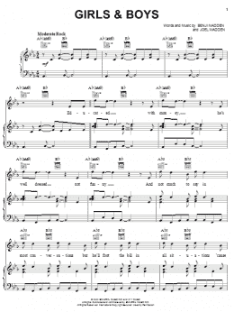 page one of Girls & Boys (Piano, Vocal & Guitar Chords (Right-Hand Melody))