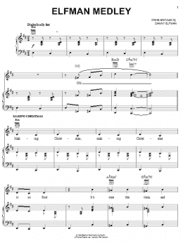 page one of Elfman Medley (Piano, Vocal & Guitar Chords (Right-Hand Melody))