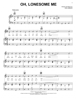 page one of Oh, Lonesome Me (Piano, Vocal & Guitar Chords (Right-Hand Melody))