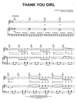 page one of Thank You Girl (Piano, Vocal & Guitar Chords (Right-Hand Melody))