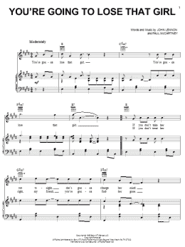 page one of You're Going To Lose That Girl (Piano, Vocal & Guitar Chords (Right-Hand Melody))