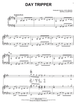 page one of Day Tripper (Piano, Vocal & Guitar Chords (Right-Hand Melody))