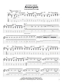 page one of Aneurysm (Guitar Tab)