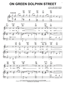 page one of On Green Dolphin Street (Piano, Vocal & Guitar Chords (Right-Hand Melody))