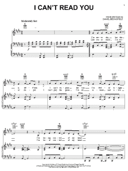 page one of I Can't Read You (Piano, Vocal & Guitar Chords (Right-Hand Melody))