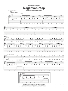 page one of Negative Creep (Guitar Tab)